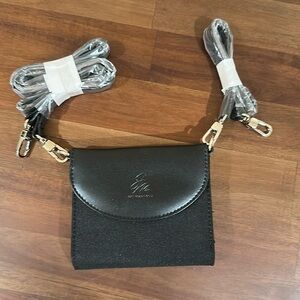 Joy Mangano polyester wallet with two straps - black